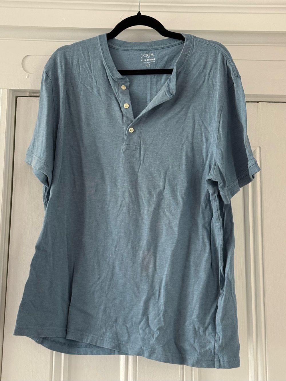 Men’s J. Crew Short Sleeve Henley Tee in Slub Cotton Size L